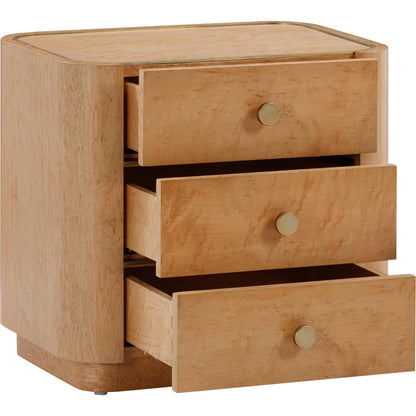 Abigail Natural Acacia Nightstand by TOV Furniture in natural. Made from mdf, pine, plywood, veneer in a modern style.