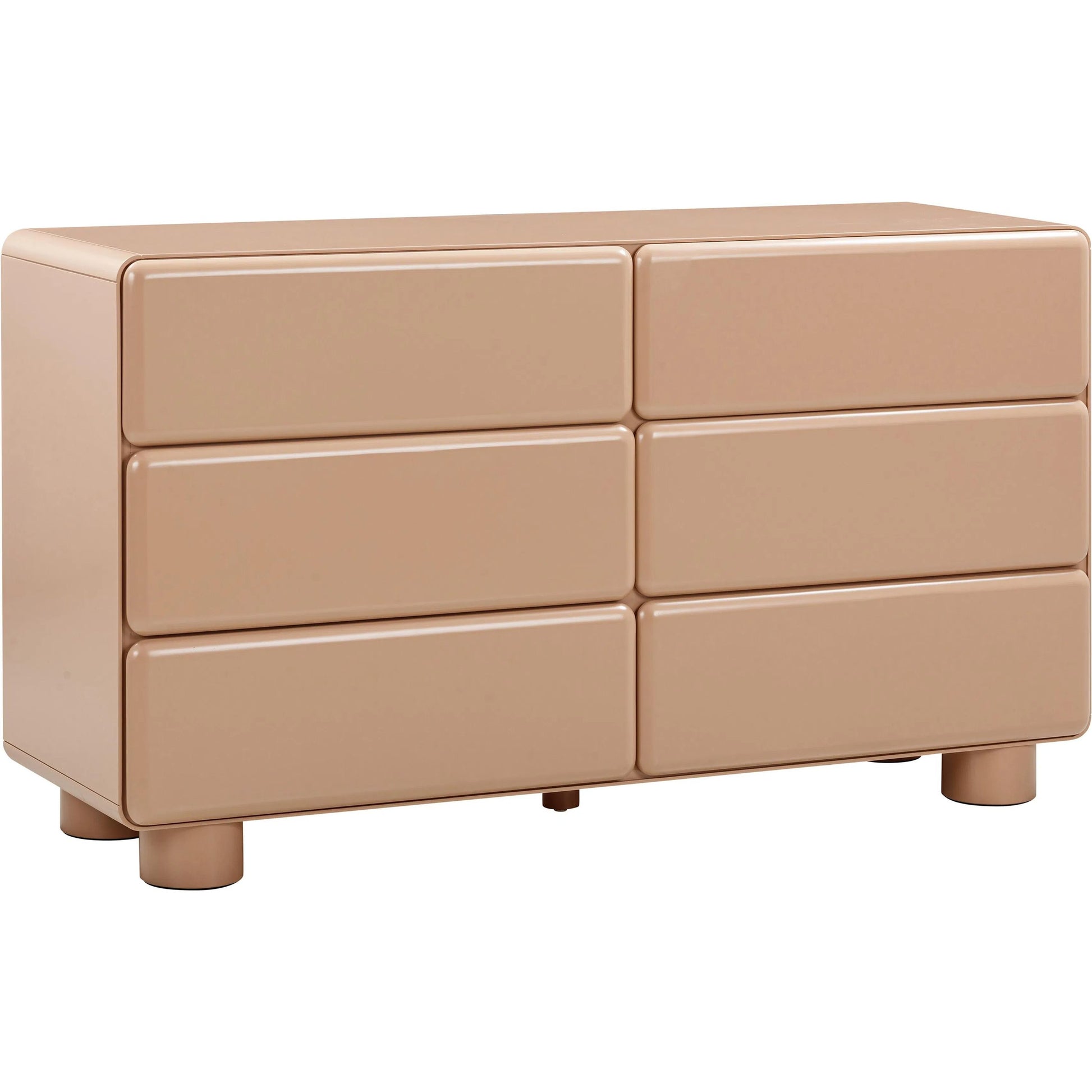 Tammy 6-Drawer Dresser by TOV Furniture in white. Made from mdf, rubberwood in a unique style.