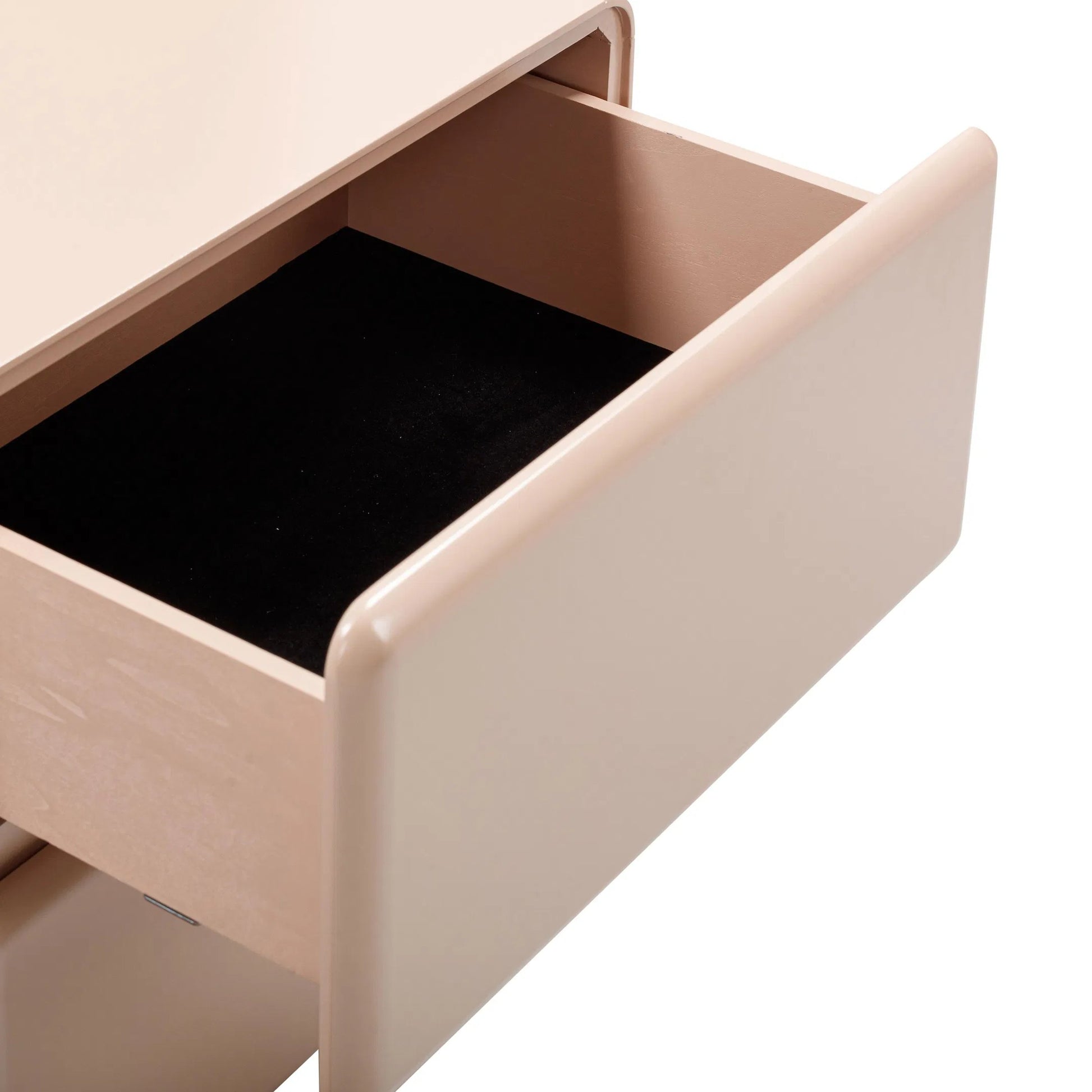 Tammy Nightstand by TOV Furniture in taupe. Made from mdf, rubberwood in a unique style.