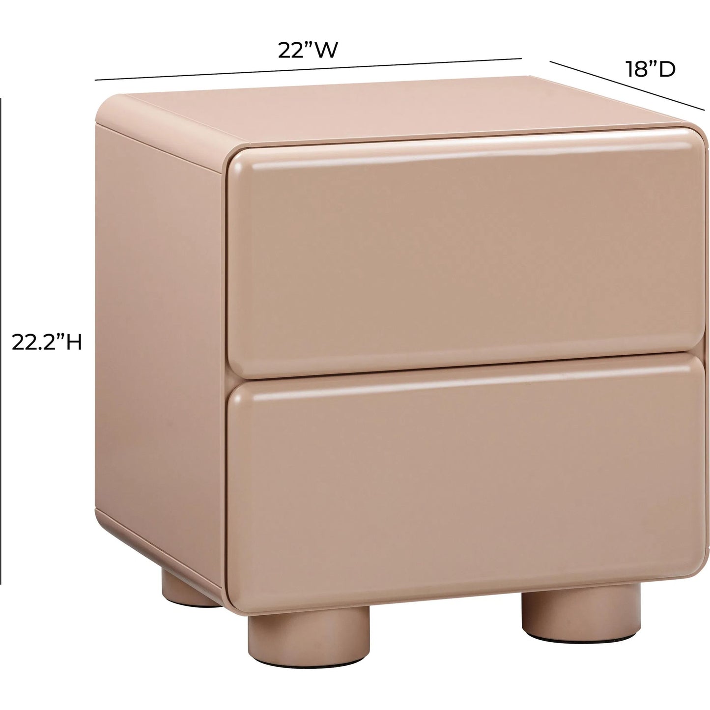 005 SI-2248509 | Additional Silo | Tammy Nightstand by TOV Furniture in taupe. Made from mdf, rubberwood in a unique style.