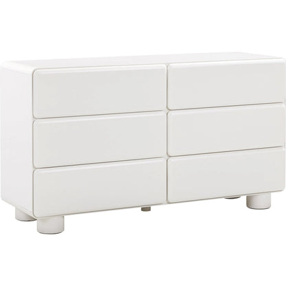 Tammy 6-Drawer Dresser by TOV Furniture in white. Made from mdf, rubberwood in a unique style.