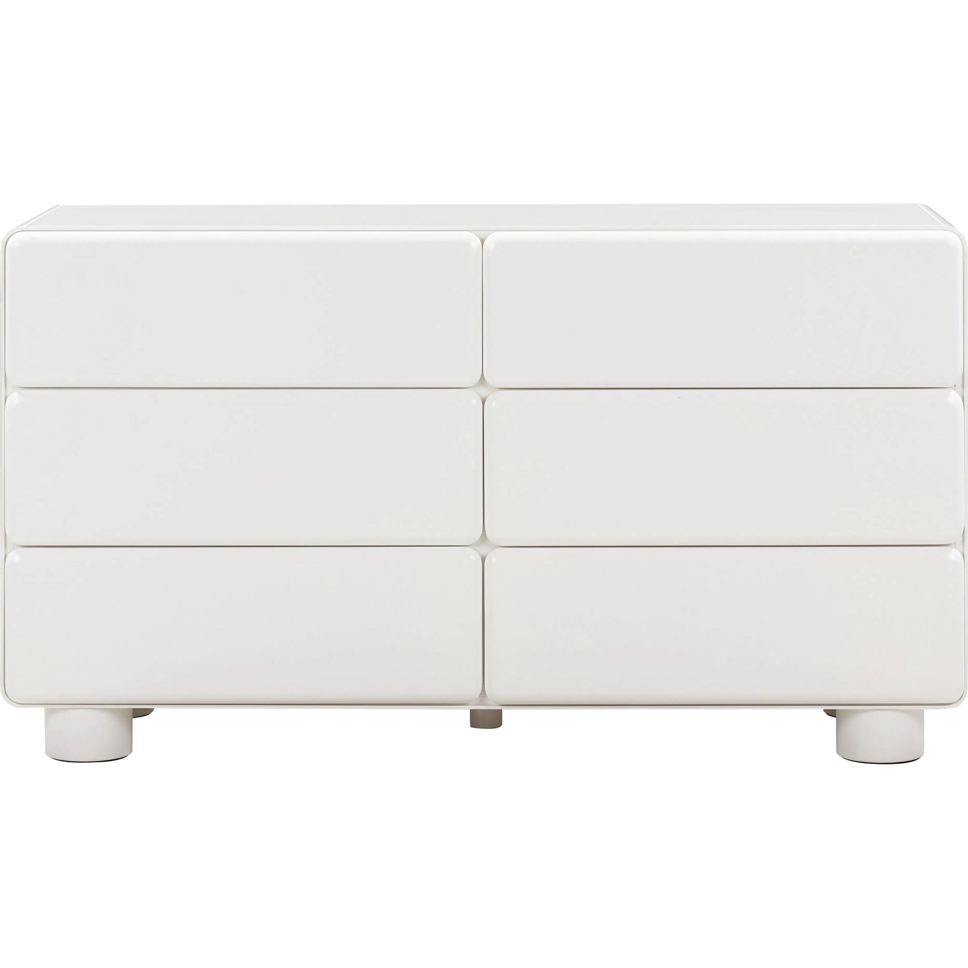 Tammy 6-Drawer Dresser by TOV Furniture in white. Made from mdf, rubberwood in a unique style.