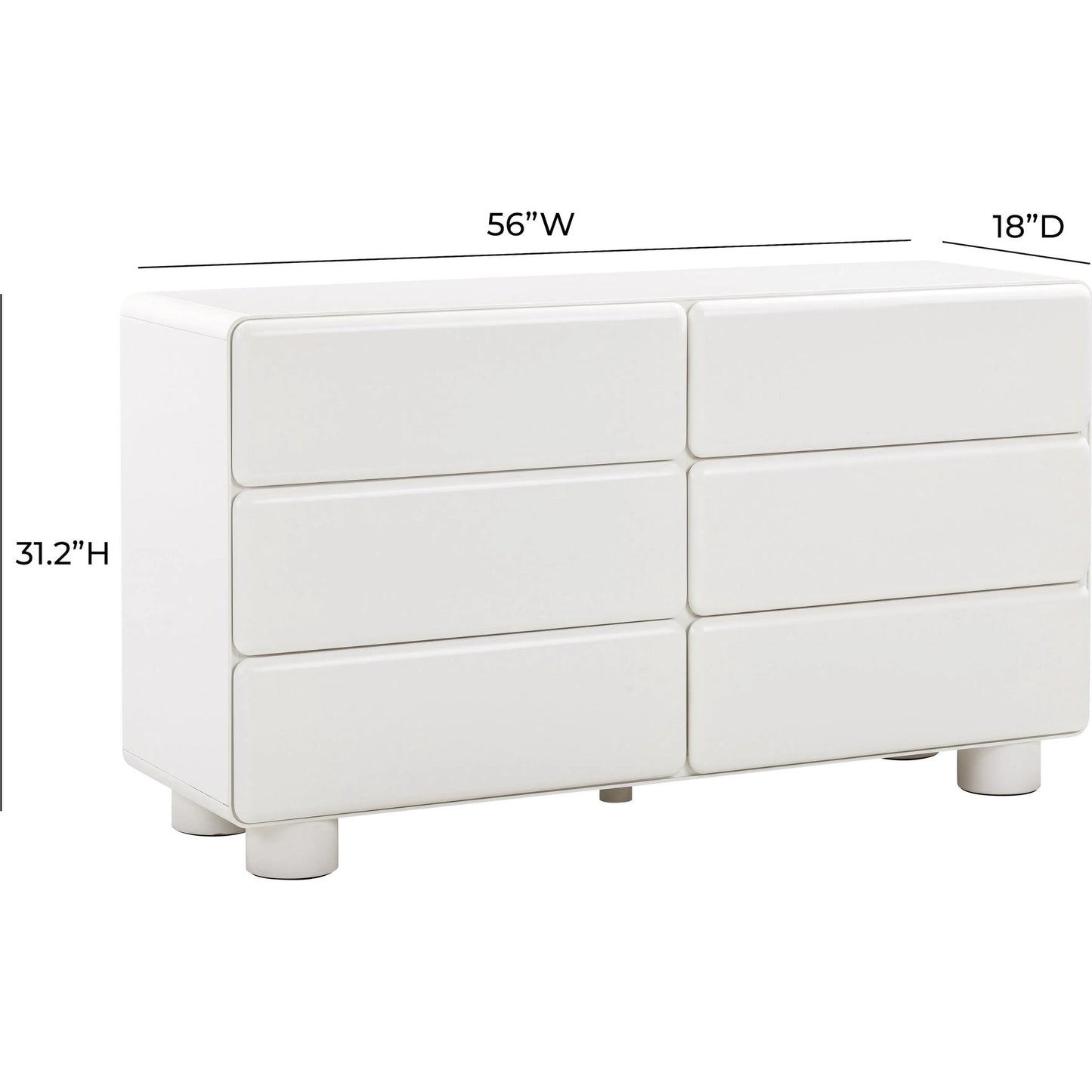 008 SI-2248508 | Additional Silo | Tammy 6-Drawer Dresser by TOV Furniture in white. Made from mdf, rubberwood in a unique style.