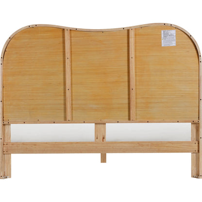 Grappa Natural Wood & Rattan Bed by TOV Furniture in natural. Made from mdf, raffia, veneer, wood in a transitional style.