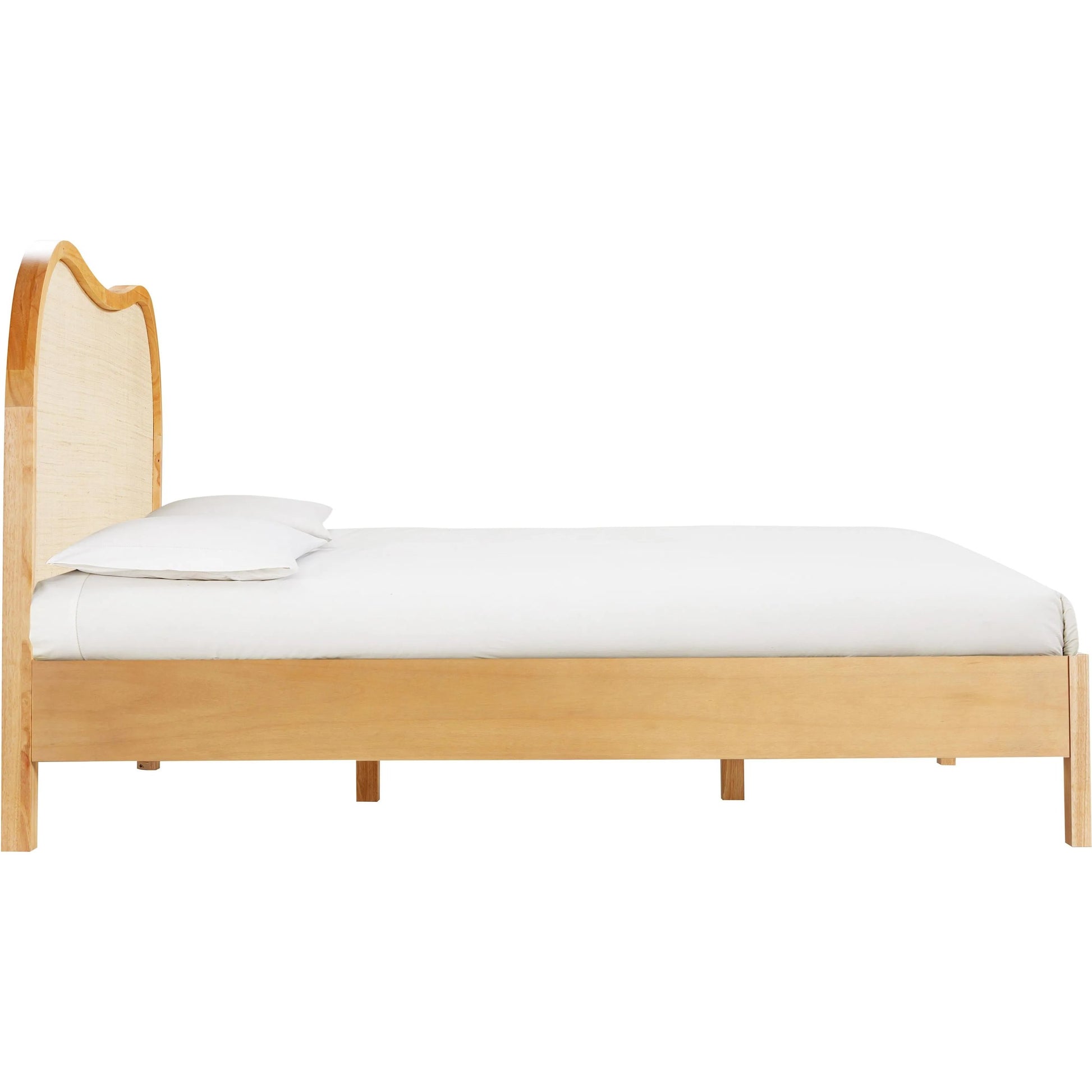 Grappa Natural Wood & Rattan Bed by TOV Furniture in natural. Made from mdf, raffia, veneer, wood in a transitional style.