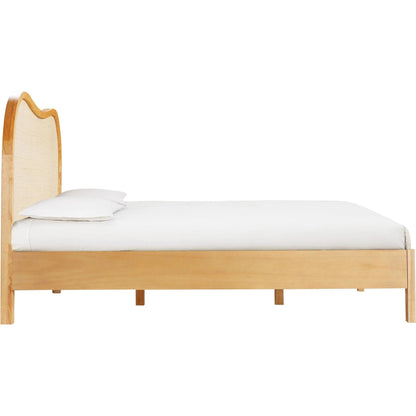 Grappa Natural Wood & Rattan Bed by TOV Furniture in natural. Made from mdf, raffia, veneer, wood in a transitional style.