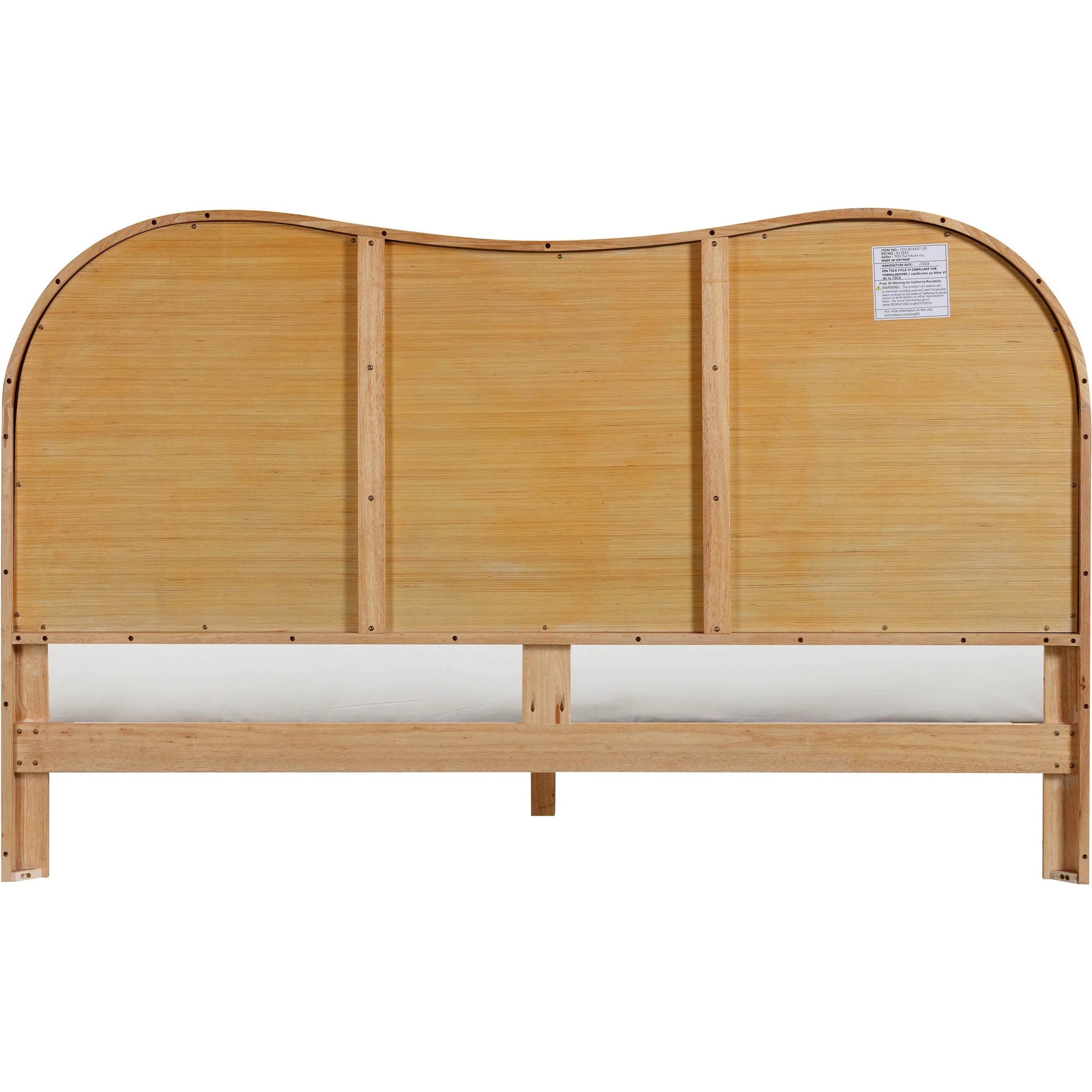 Grappa Natural Wood & Rattan Bed by TOV Furniture in natural. Made from mdf, raffia, veneer, wood in a transitional style.