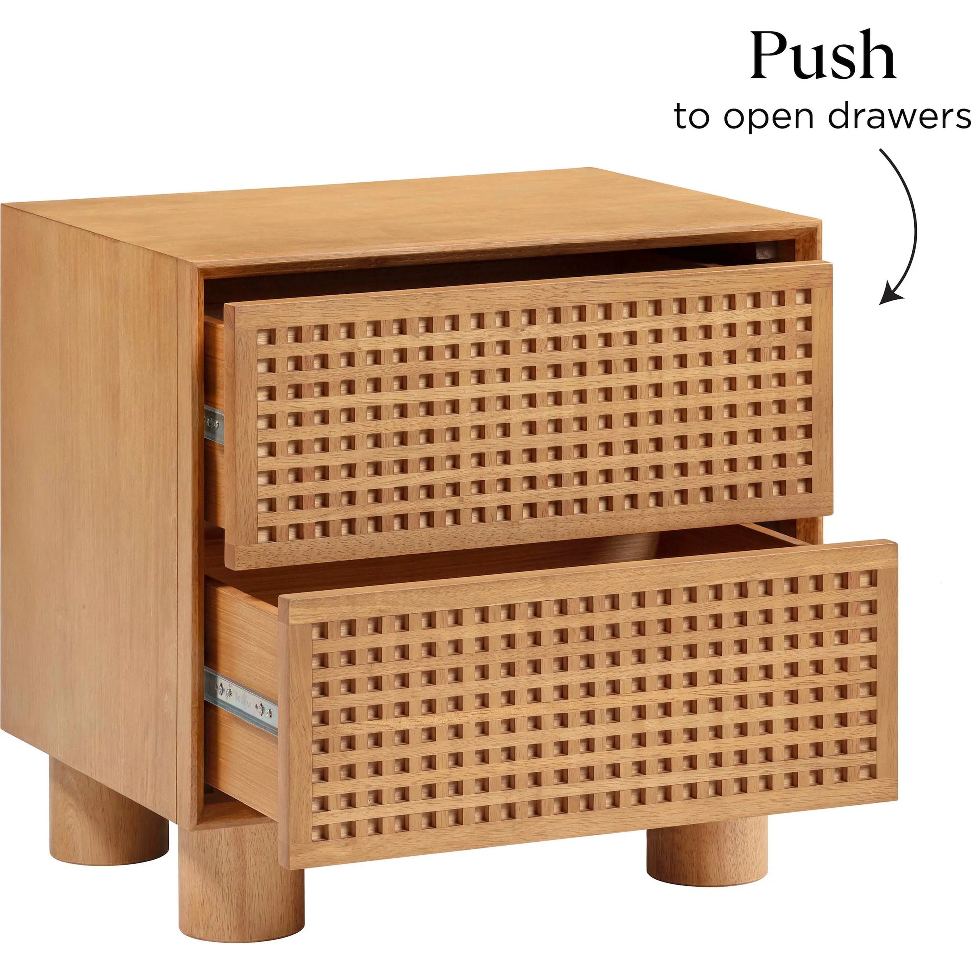 Miles Nightstand by TOV Furniture in natural. Made from mdf, veneer, wood in a transitional style.