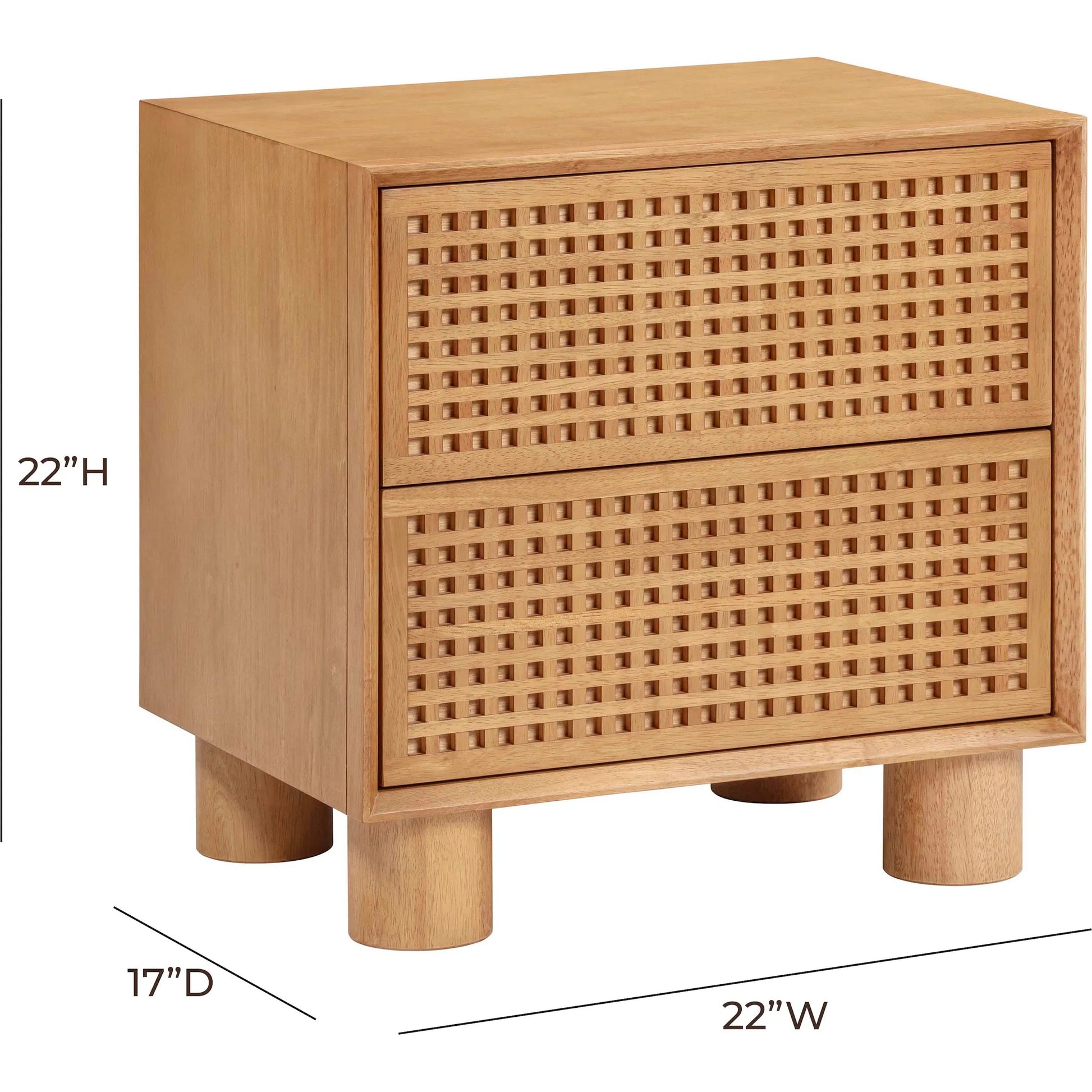 Miles Nightstand by TOV Furniture in natural. Made from mdf, veneer, wood in a transitional style.