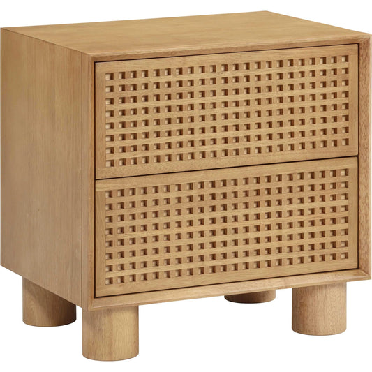 Miles Nightstand by TOV Furniture in natural. Made from mdf, veneer, wood in a unique style.
