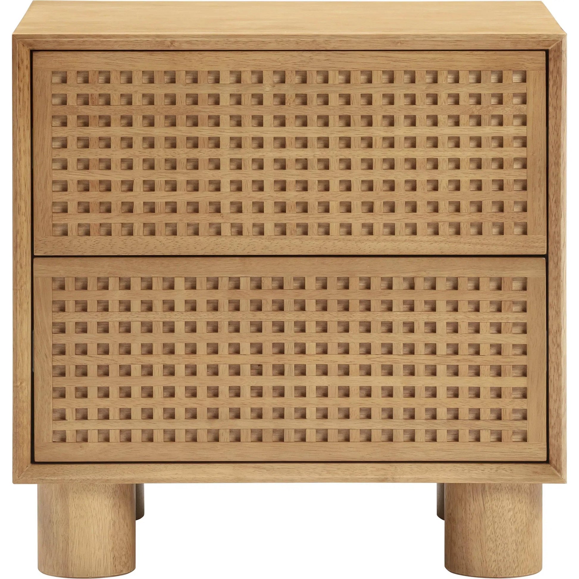 Miles Nightstand by TOV Furniture in natural. Made from mdf, veneer, wood in a transitional style.