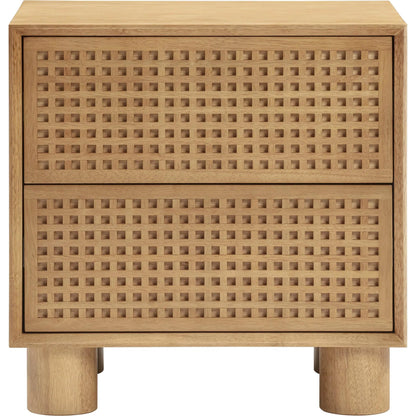 Miles Nightstand by TOV Furniture in natural. Made from mdf, veneer, wood in a transitional style.