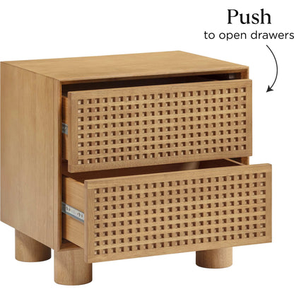 Miles Nightstand by TOV Furniture in natural. Made from mdf, veneer, wood in a transitional style.