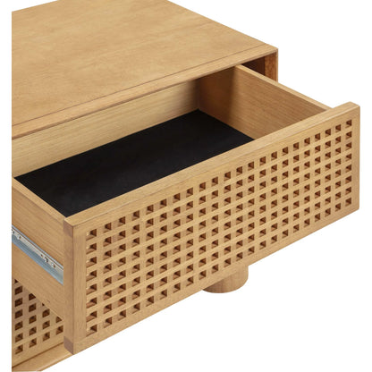 Miles Nightstand by TOV Furniture in natural. Made from mdf, veneer, wood in a transitional style.