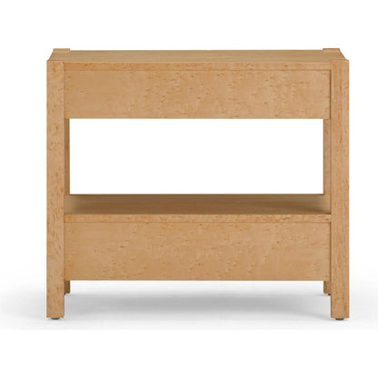 Brandyss Birdseye Maple 2-Drawer Nightstand by TOV Furniture in natural. Made from mdf, plywood, stainless steel, veneer, wood in a transitional style.