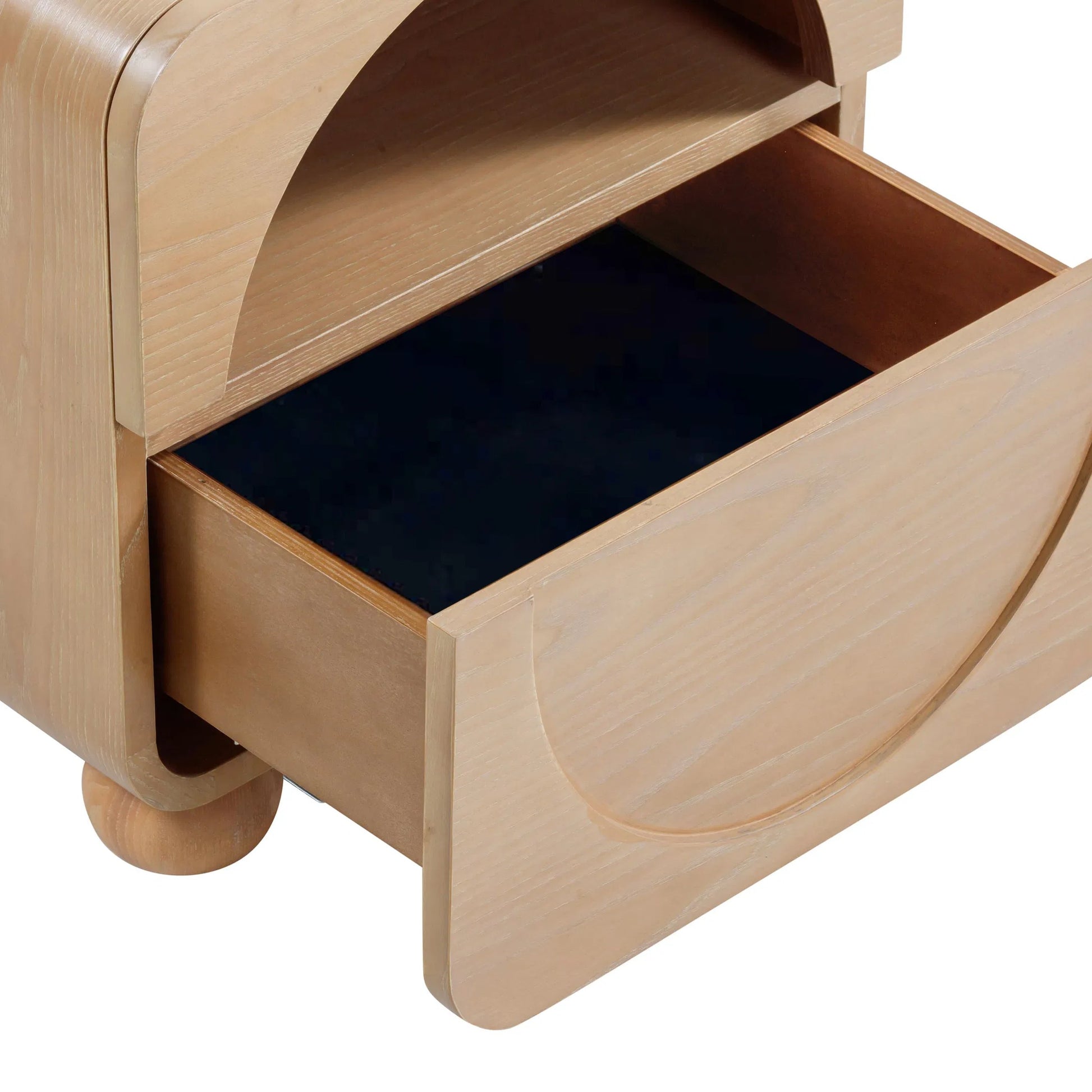 Moonrise Ash Nightstand by TOV Furniture in natural. Made from mdf, plywood, veneer, wood in a transitional style.