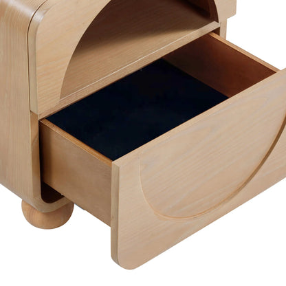 Moonrise Ash Nightstand by TOV Furniture in natural. Made from mdf, plywood, veneer, wood in a transitional style.