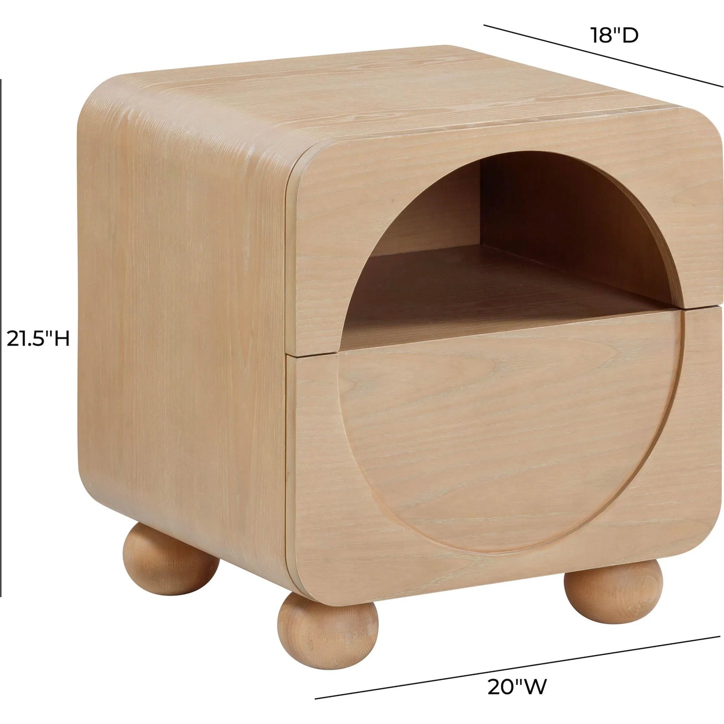005 SI-2320965 | Additional Silo | Moonrise Ash Nightstand by TOV Furniture in natural. Made from mdf, plywood, veneer, wood in a transitional style.