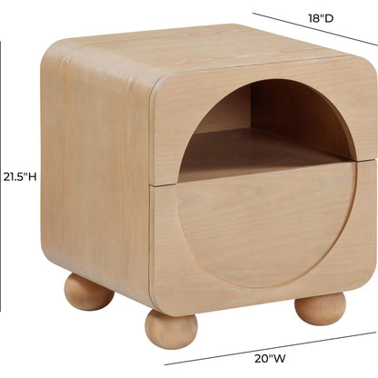 Moonrise Ash Nightstand by TOV Furniture in natural. Made from mdf, plywood, veneer, wood in a transitional style.