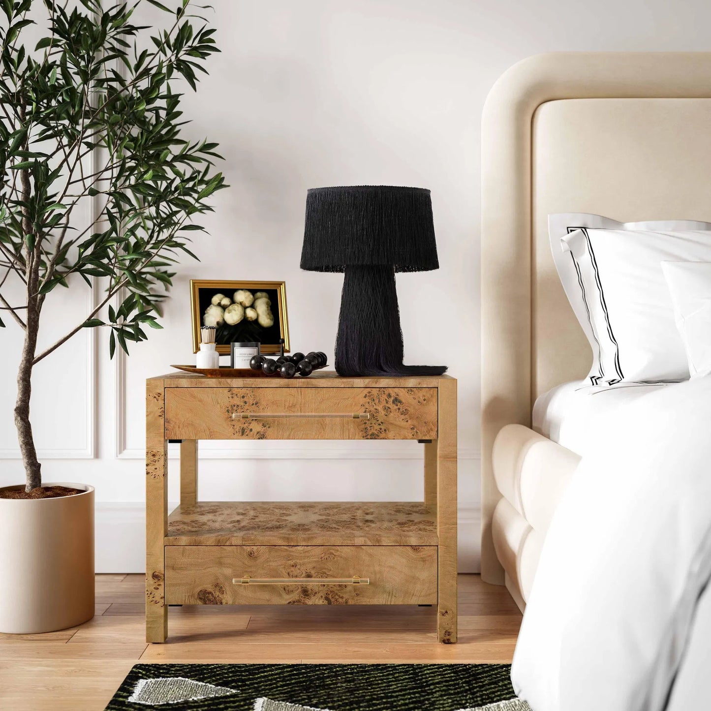 041 SI-2356269 | Lifestyle | Brandyss Burl Nightstand by TOV Furniture. Made from unique in a modern style.