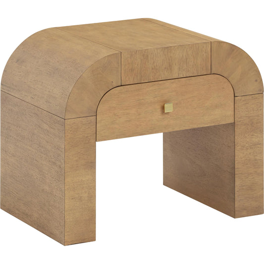 Hump Nightstand by TOV Furniture in natural. Made from mdf, metal, veneer, wood in a unique style.