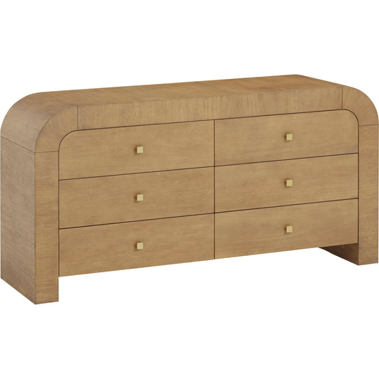 Hump 6 Drawer Dresser by TOV Furniture in natural. Made from mdf, metal, veneer, wood in a unique style.