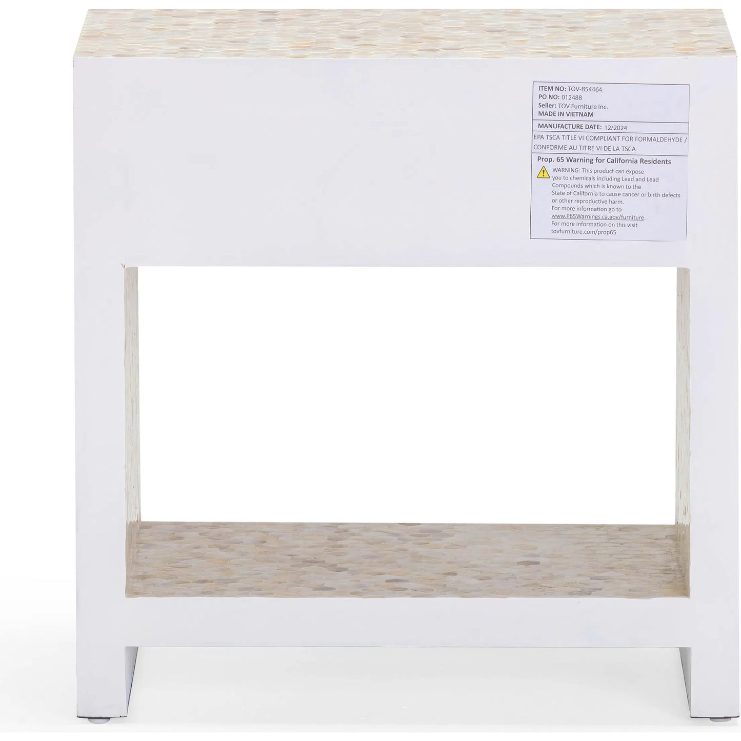 004 SI-2439979 | Additional Silo | Piara Mother of Pearl Inlaid Nightstand by TOV Furniture in natural. Made from mdf, shell in a modern style.