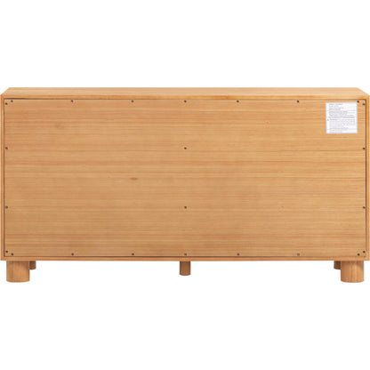Miles Wood 6-Drawer Dresser by TOV Furniture in natural. Made from mdf, rubber wood in a rustic style.