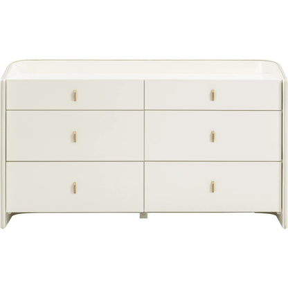 Collins 6-Drawer Dresser by TOV Furniture in cream. Made from acacia wood, mdf, metal, plywood in a unique style.