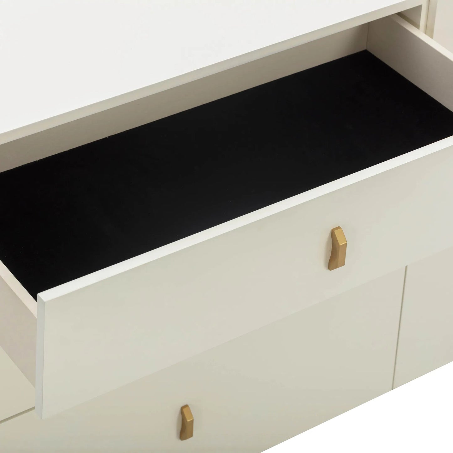 004 SI-2454300 | Closeup | Collins 6-Drawer Dresser by TOV Furniture in cream. Made from acacia wood, mdf, metal, plywood in a unique style.