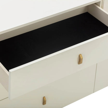 Collins 6-Drawer Dresser by TOV Furniture in cream. Made from acacia wood, mdf, metal, plywood in a unique style.