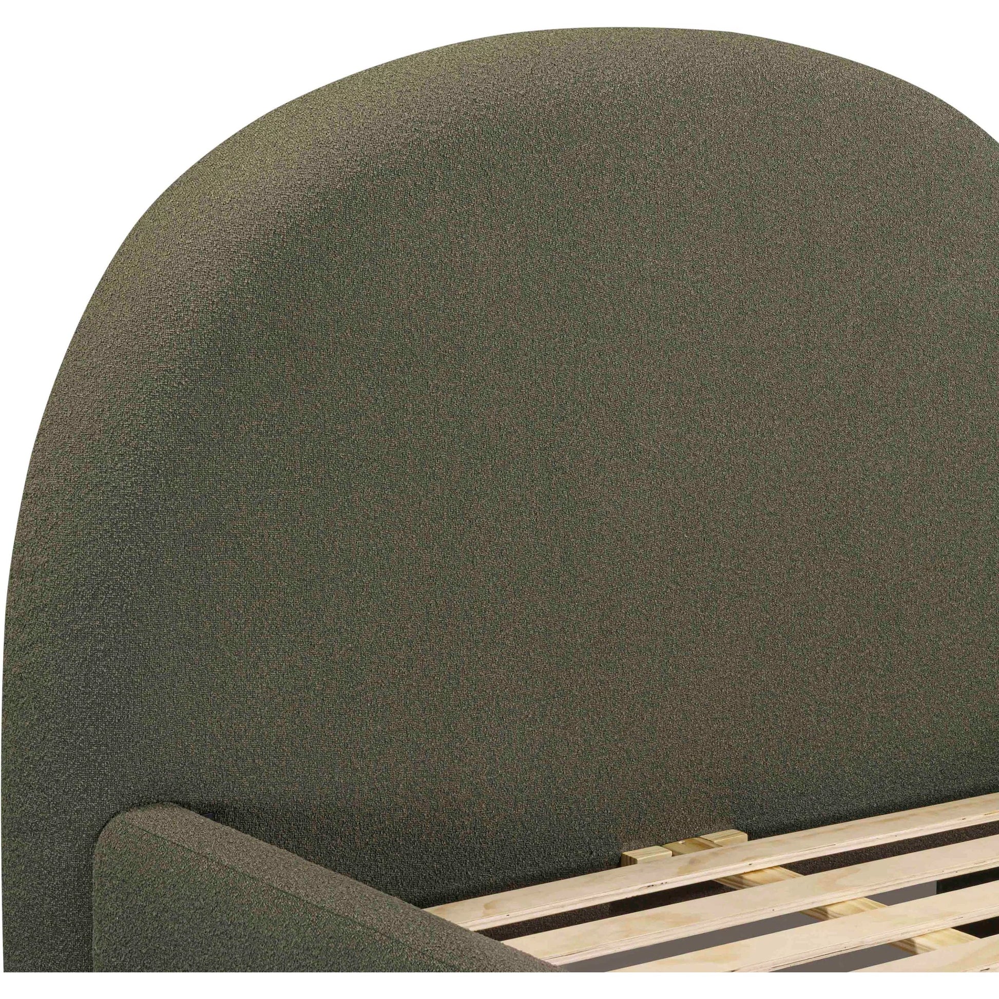 Orphea Bed by TOV Furniture. Made from boucle, pine, plywood in a eclectic & global style.