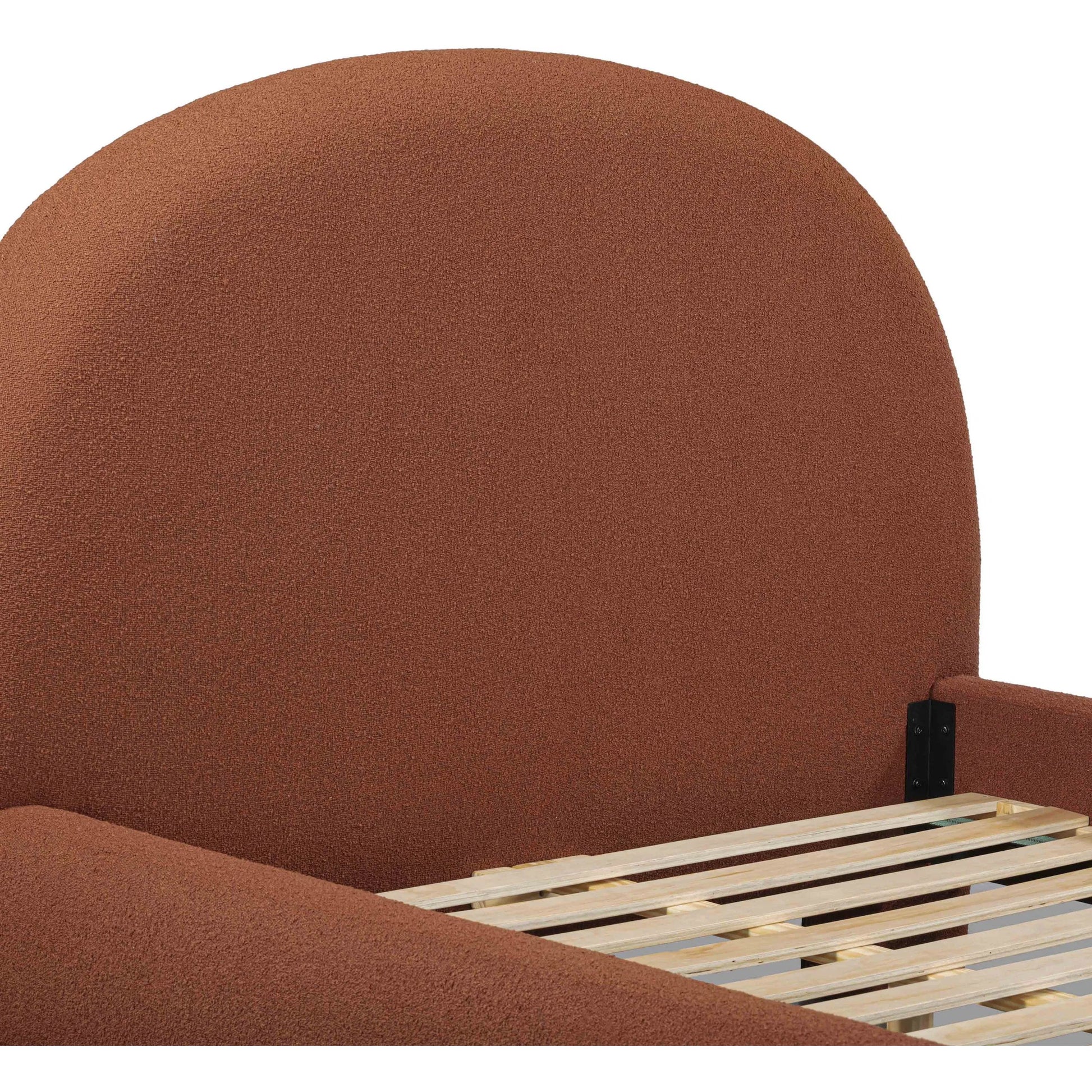 Orphea Bed by TOV Furniture. Made from boucle, pine, plywood in a eclectic & global style.