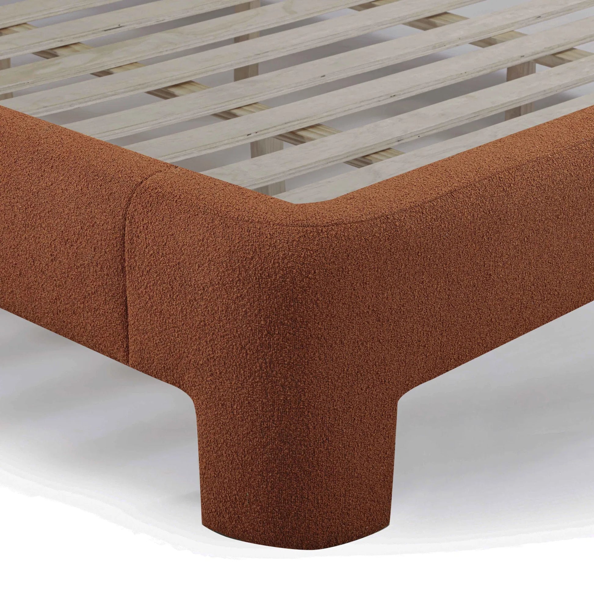 Orphea Bed by TOV Furniture. Made from boucle, pine, plywood in a eclectic & global style.