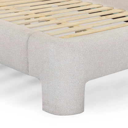 Orphea Bed by TOV Furniture. Made from boucle, pine, plywood in a eclectic & global style.