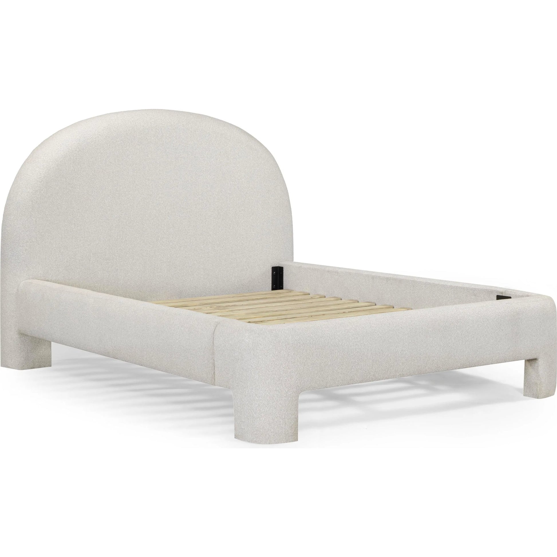Orphea Bed by TOV Furniture. Made from boucle, pine, plywood in a eclectic & global style.