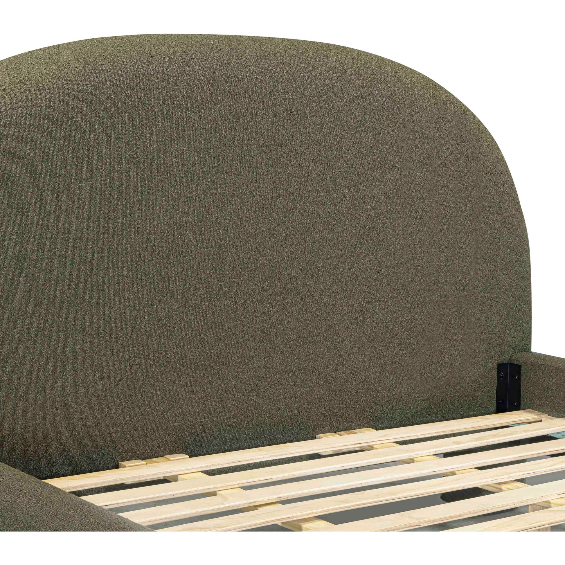 Orphea Bed by TOV Furniture. Made from boucle, pine, plywood in a eclectic & global style.
