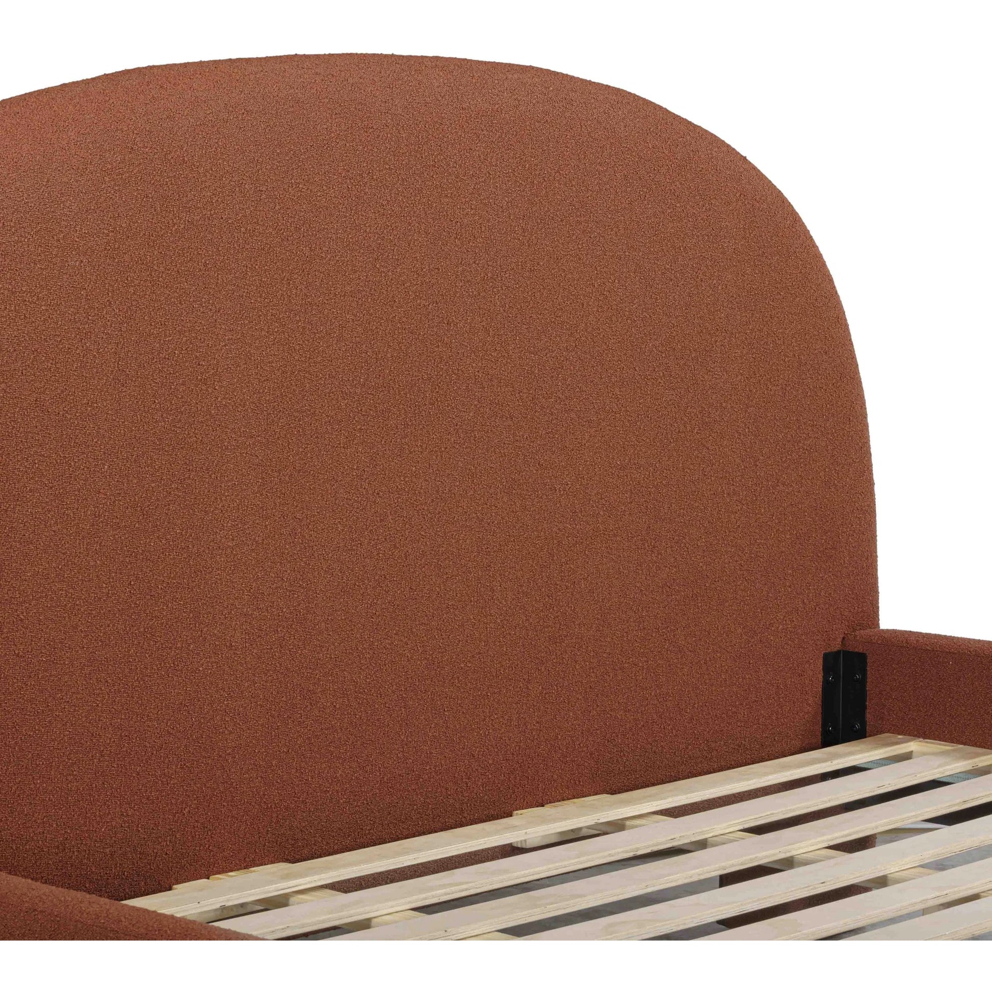Orphea Bed by TOV Furniture. Made from boucle, pine, plywood in a eclectic & global style.