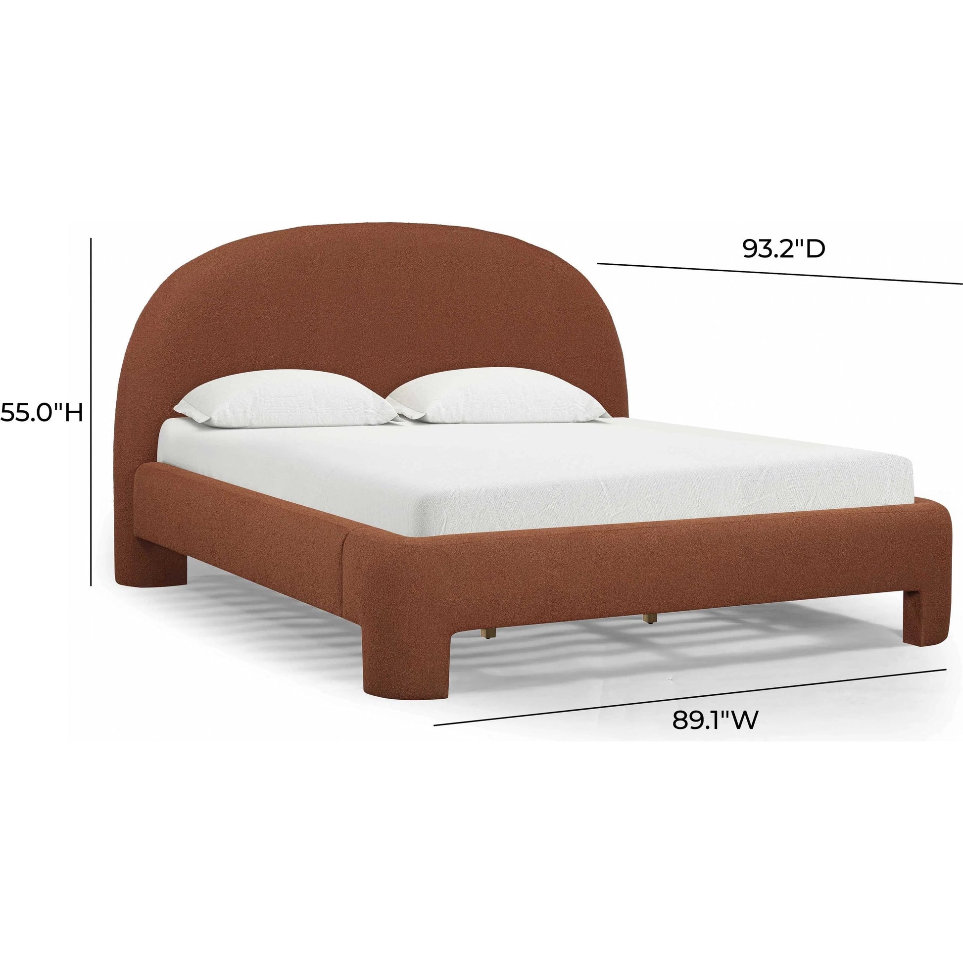 Orphea Bed by TOV Furniture. Made from boucle, pine, plywood in a eclectic & global style.