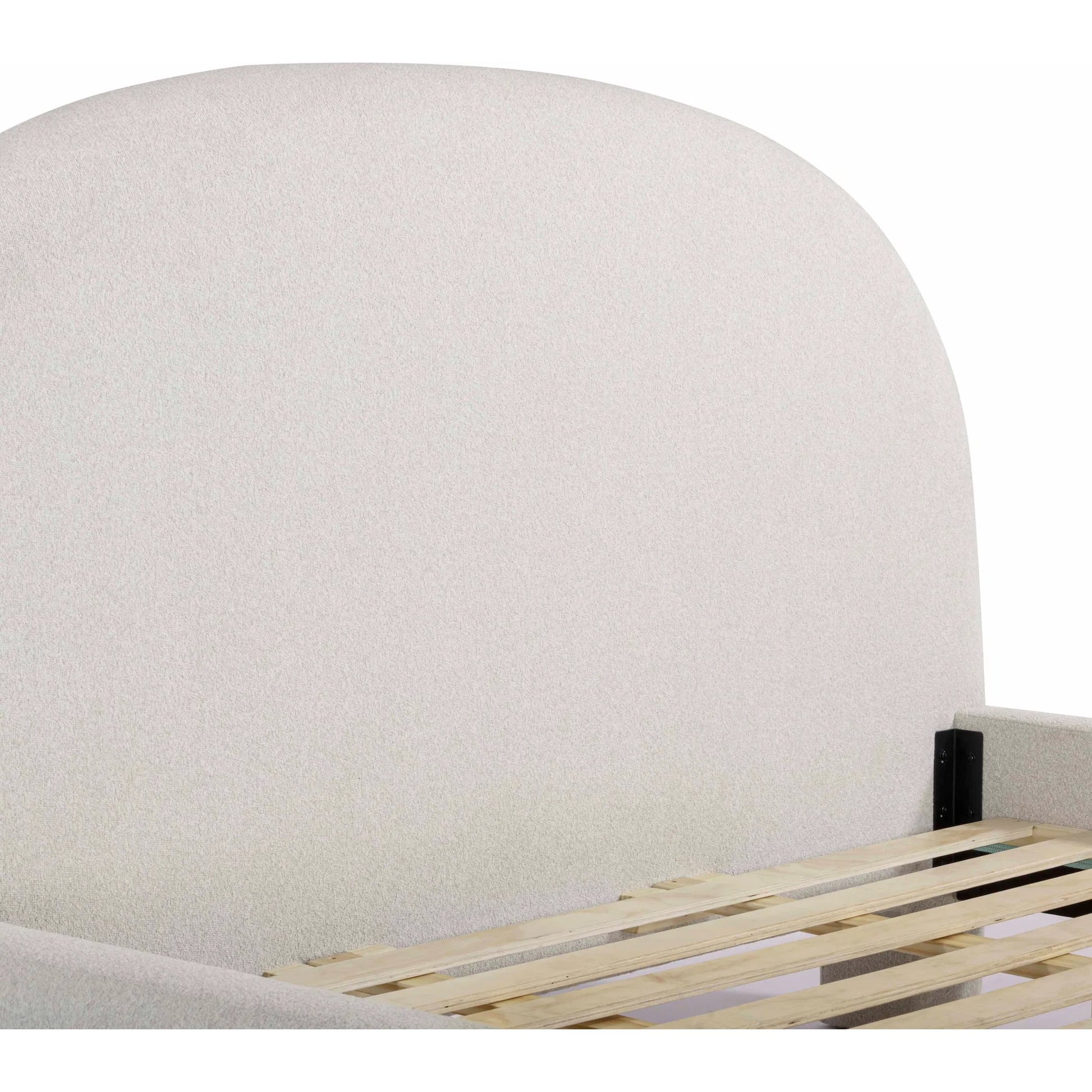 Orphea Bed by TOV Furniture. Made from boucle, pine, plywood in a eclectic & global style.
