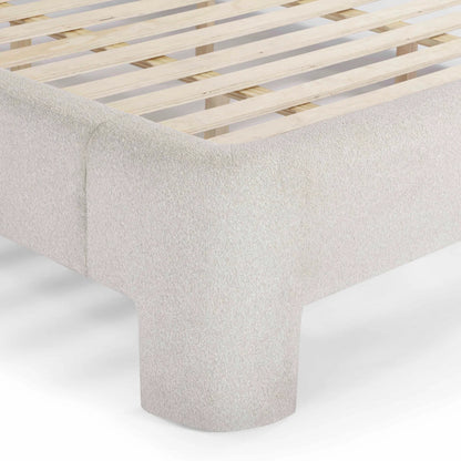 Orphea Bed by TOV Furniture. Made from boucle, pine, plywood in a eclectic & global style.