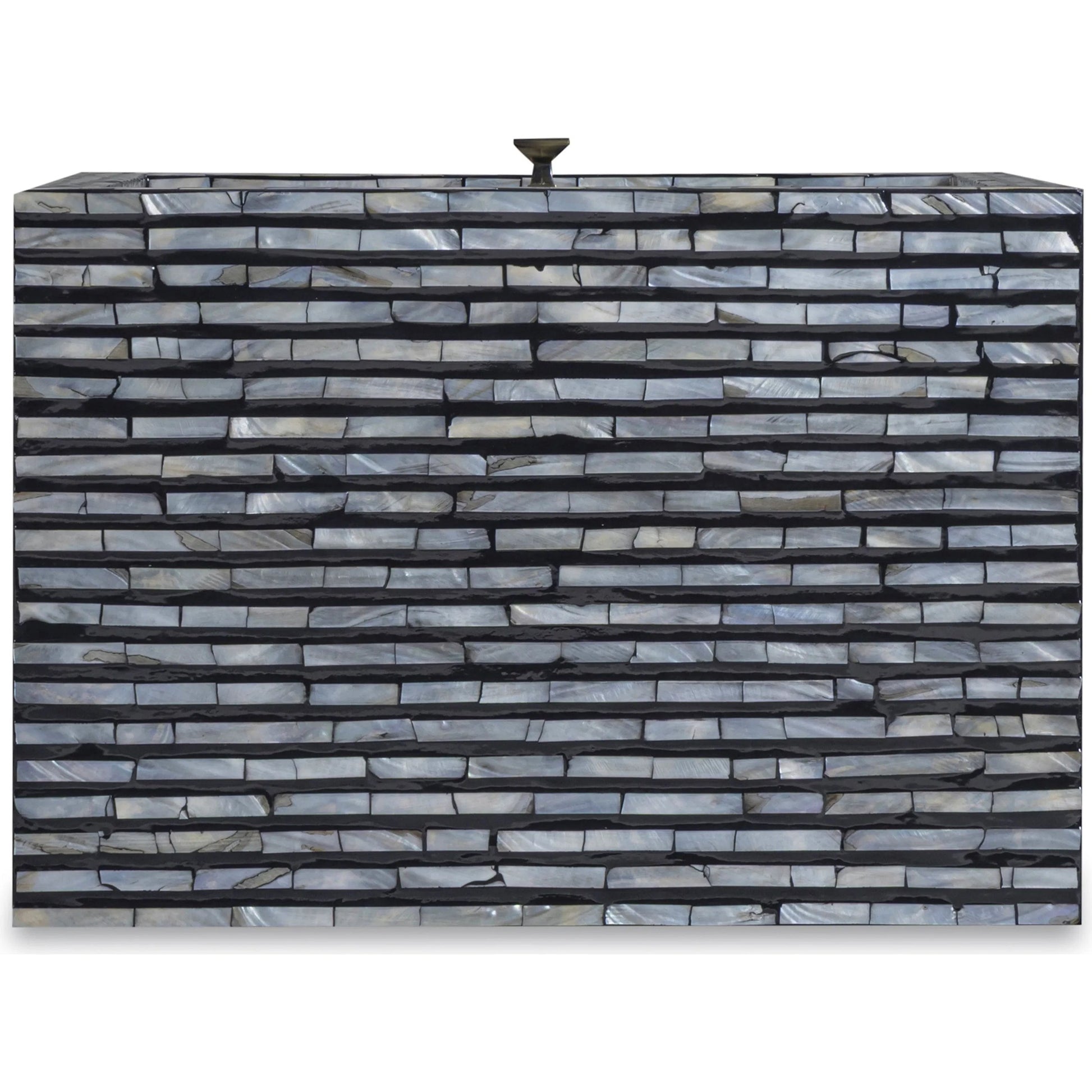 Cassis Mother of Pearl Nightstand by TOV Furniture in black. Made from mdf, shell in a eclectic & global style.