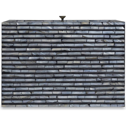 Cassis Mother of Pearl Nightstand by TOV Furniture in black. Made from mdf, shell in a eclectic & global style.