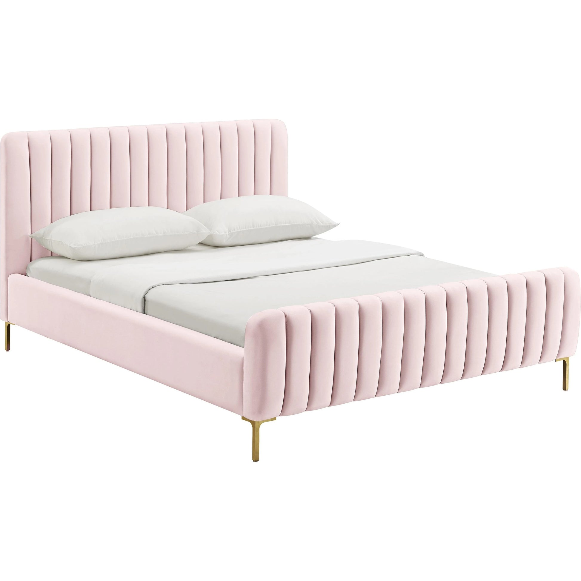 Angela Bed by TOV Furniture. Made from velvet in a transitional style.