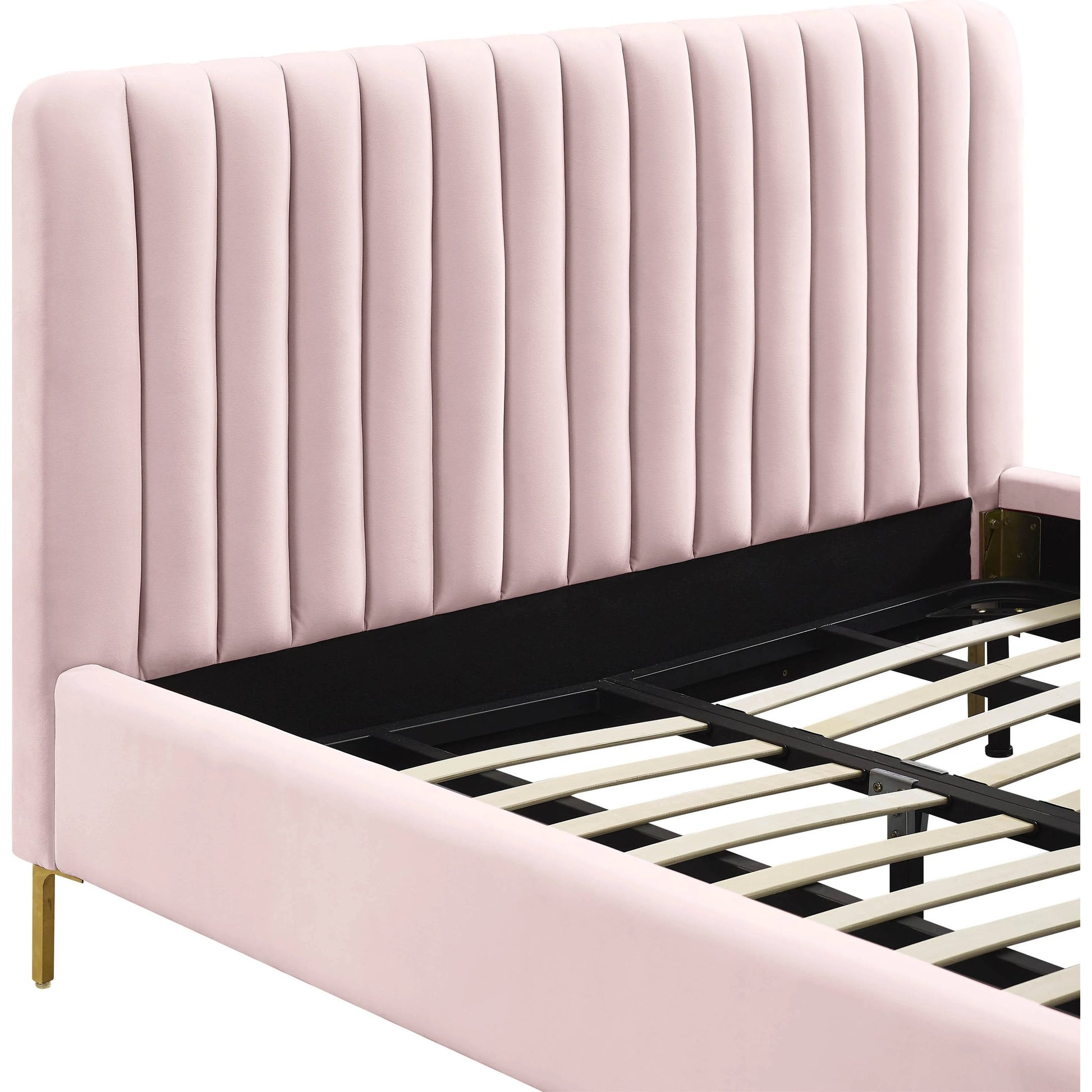 Angela Bed by TOV Furniture. Made from velvet in a transitional style.
