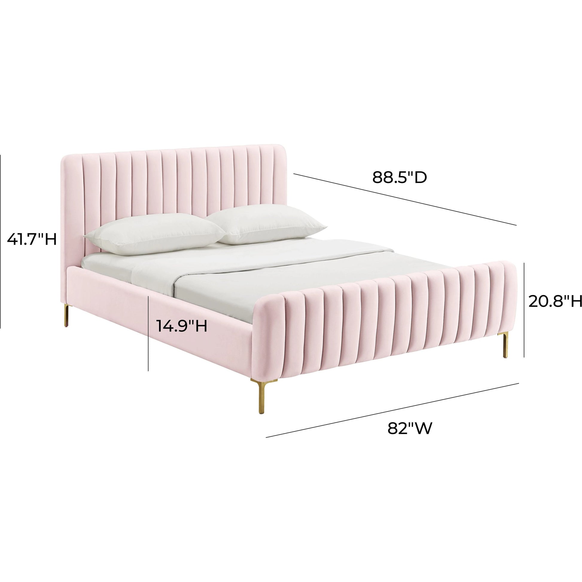 Angela Bed by TOV Furniture. Made from velvet in a transitional style.