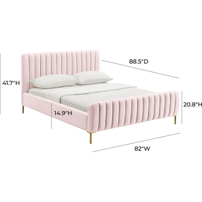 Angela Bed by TOV Furniture. Made from velvet in a transitional style.