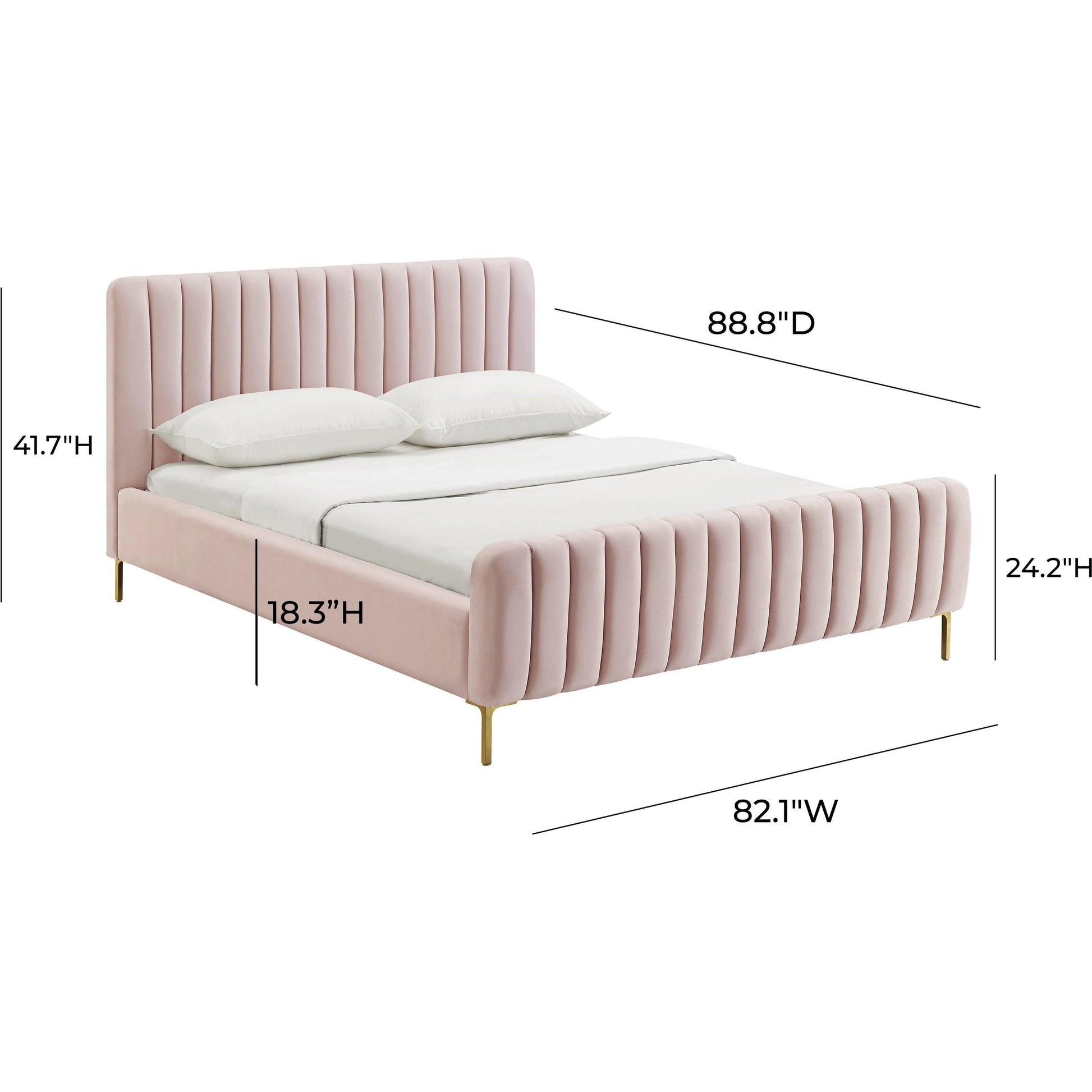 Angela Bed by TOV Furniture. Made from velvet in a transitional style.