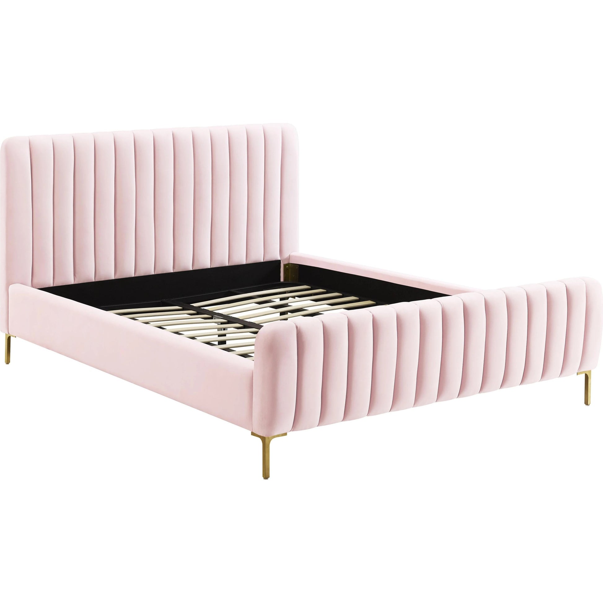 Angela Bed by TOV Furniture. Made from velvet in a transitional style.