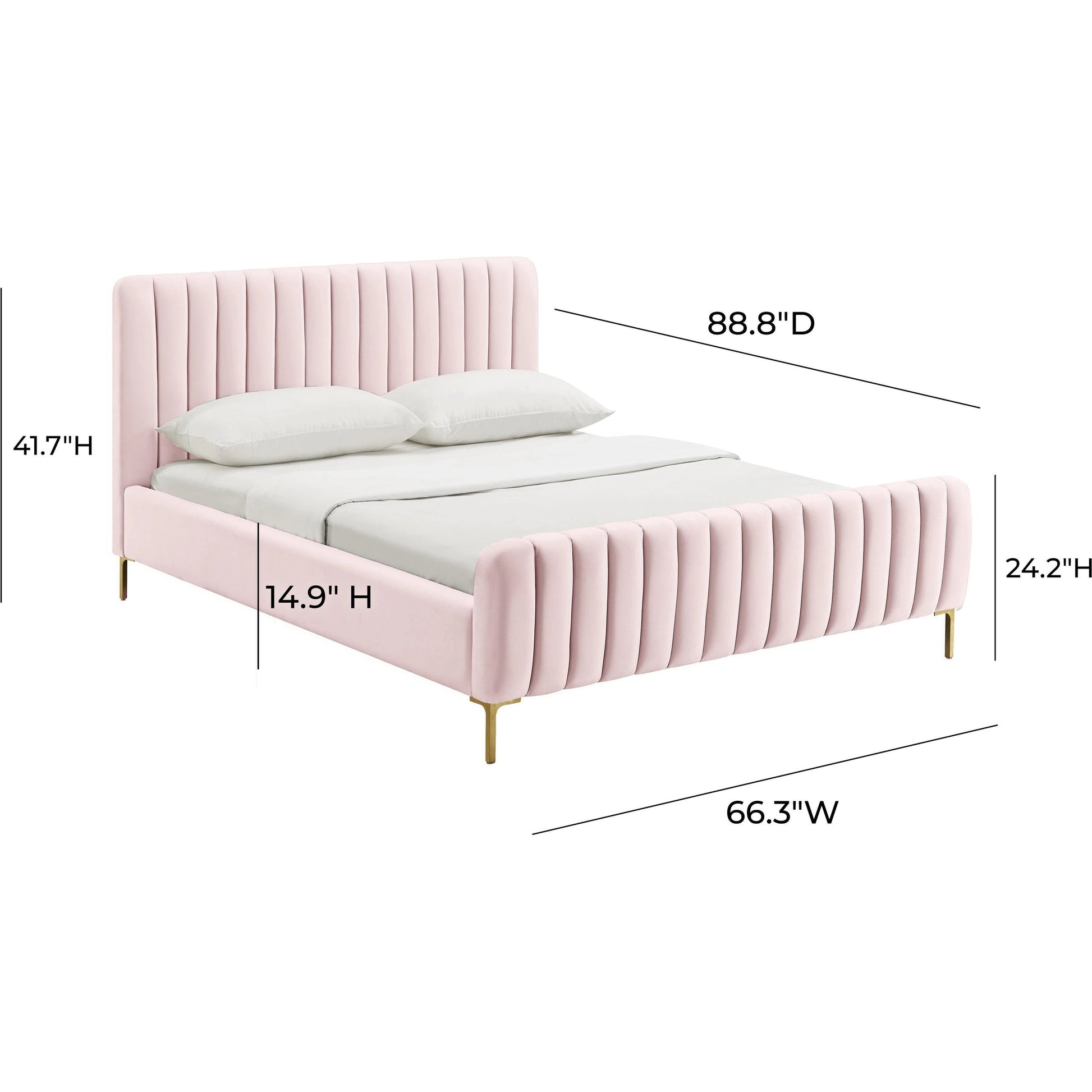 Angela Bed by TOV Furniture. Made from velvet in a transitional style.